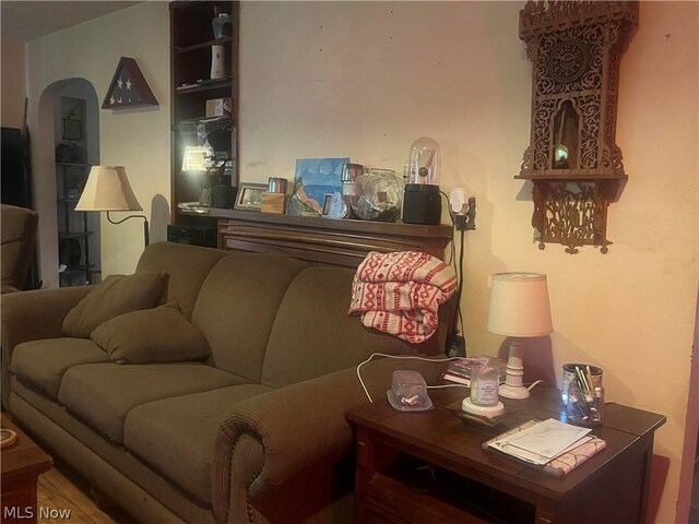 living room with hardwood / wood-style floors