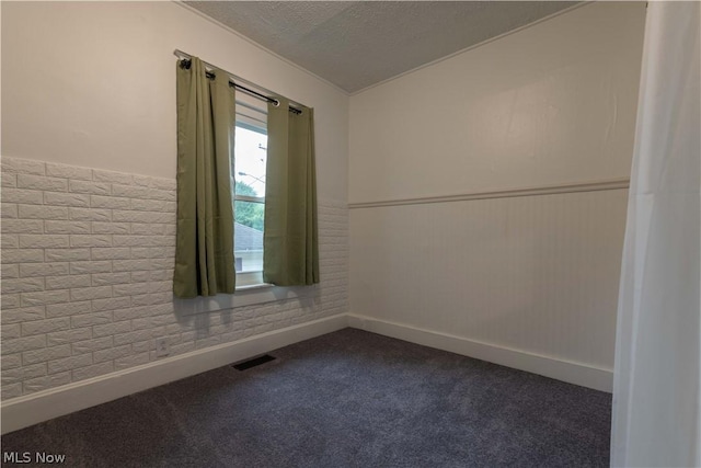 empty room featuring carpet and a textured ceiling