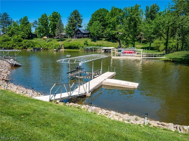 view of dock featuring a water view