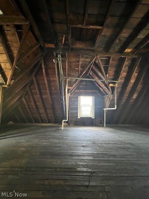 view of unfinished attic