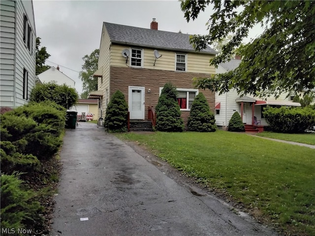 colonial house with a front lawn