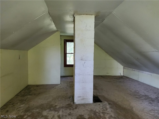 bonus room with lofted ceiling