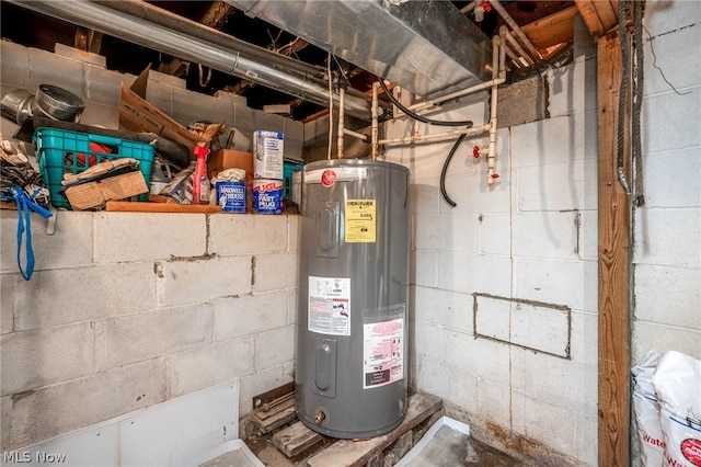 utility room featuring water heater