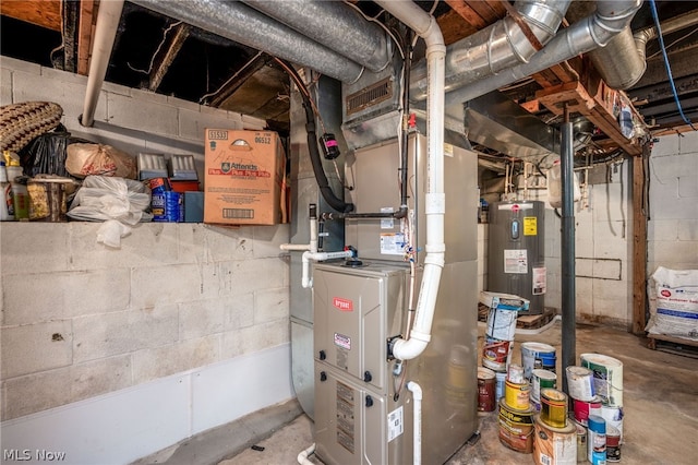 utility room featuring heating utilities and water heater