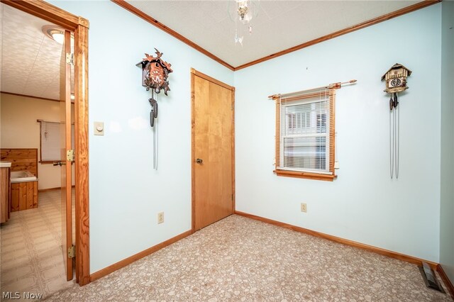 carpeted bedroom featuring ornamental molding