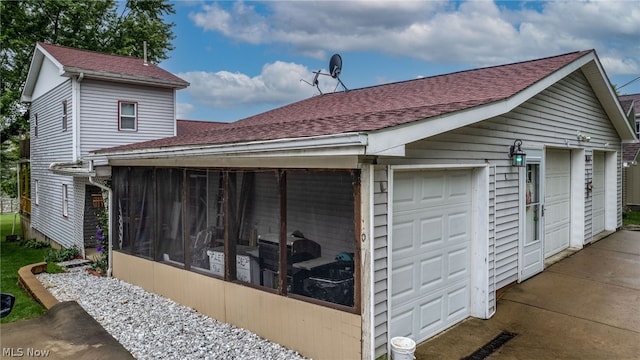 view of garage