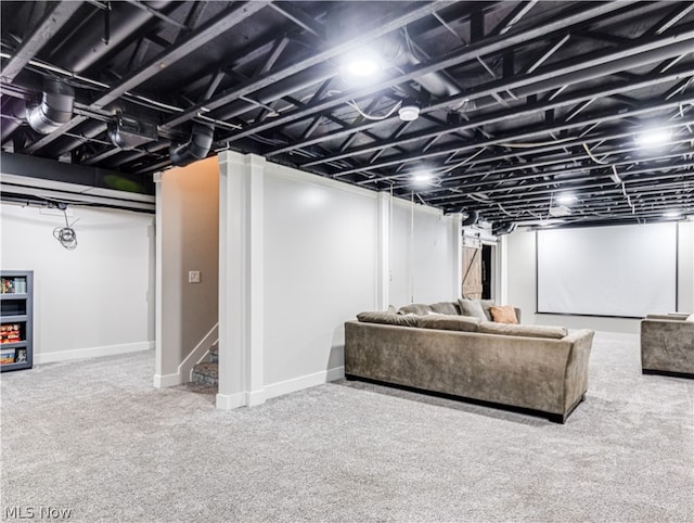 basement with carpet