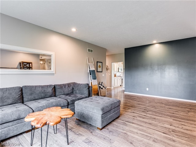 living room with light wood-type flooring