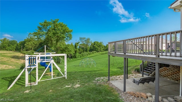 view of yard featuring a deck