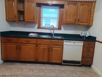 kitchen featuring white dishwasher and sink