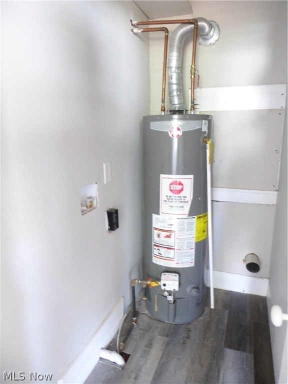 utility room featuring gas water heater