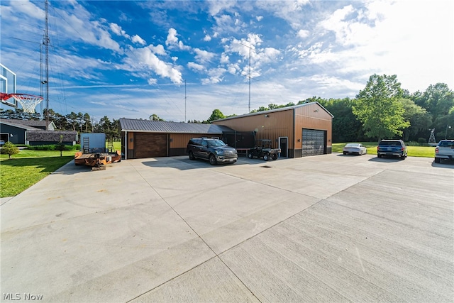 exterior space with a garage