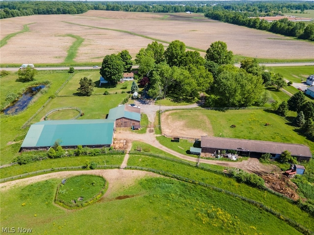 aerial view with a rural view