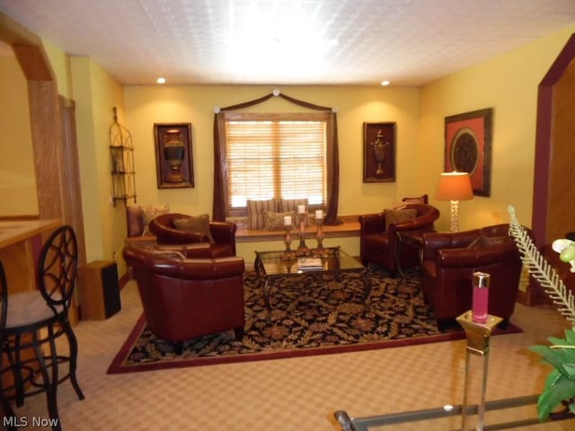 living room with carpet flooring