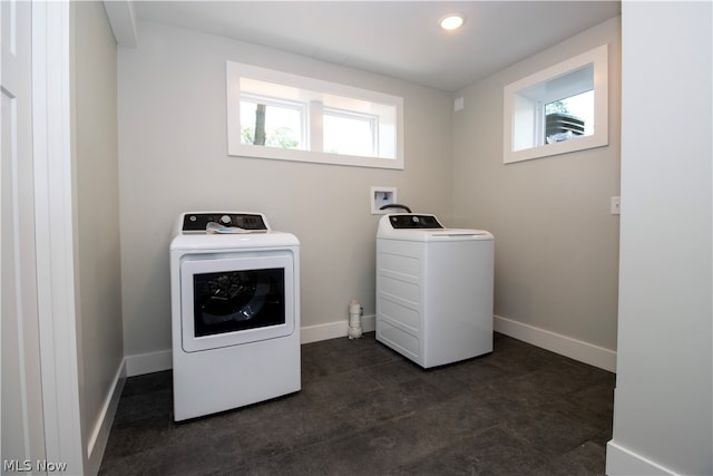 washroom featuring washer hookup and washing machine and clothes dryer