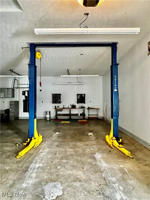 garage with a garage door opener