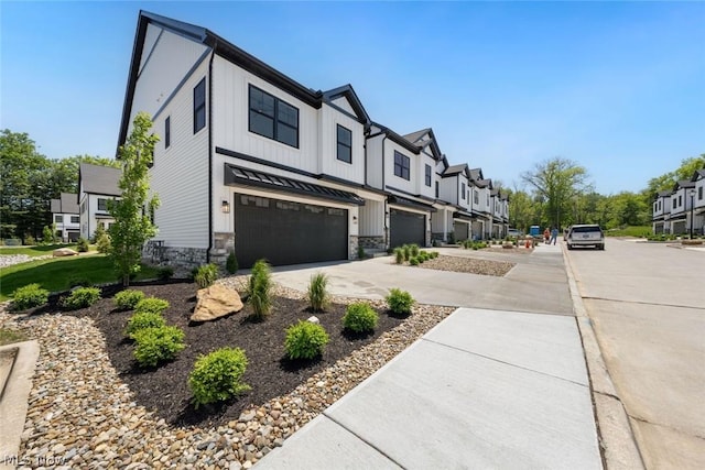 exterior space with a garage