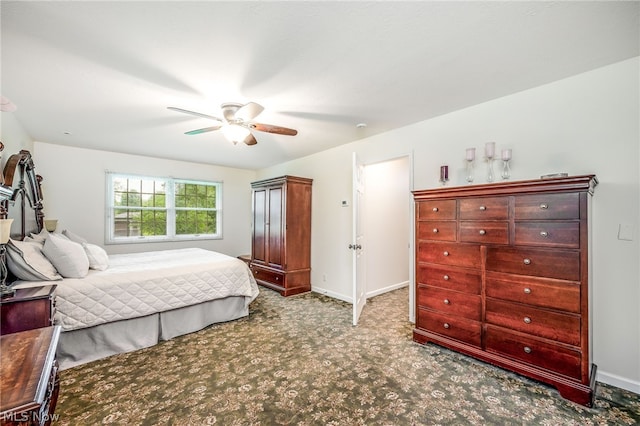 bedroom with carpet floors and ceiling fan