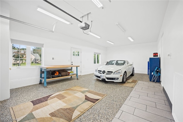 garage with a garage door opener