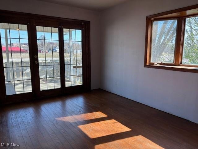 spare room featuring plenty of natural light and hardwood / wood-style floors