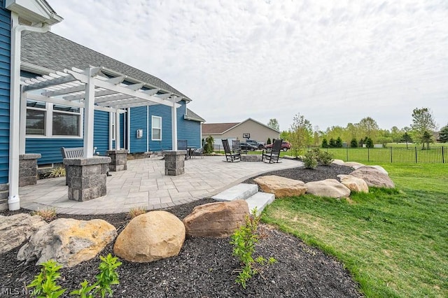 view of patio / terrace featuring a pergola