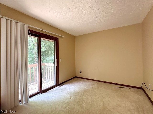 spare room with carpet and a textured ceiling