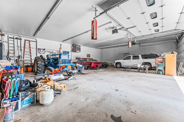 garage with a garage door opener