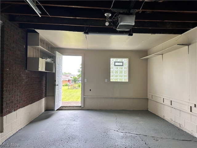 garage with a garage door opener