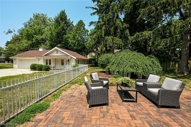 view of patio featuring an outdoor living space