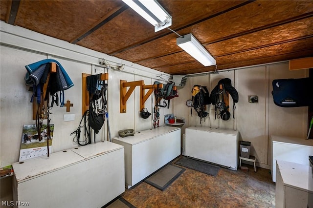 clothes washing area with washer and dryer and laundry area