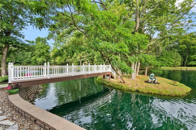 view of property's community with a water view