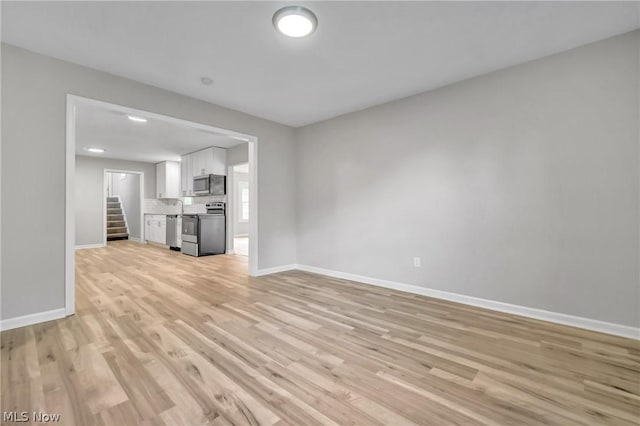 unfurnished living room with light hardwood / wood-style flooring