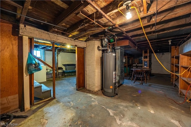 basement with gas water heater