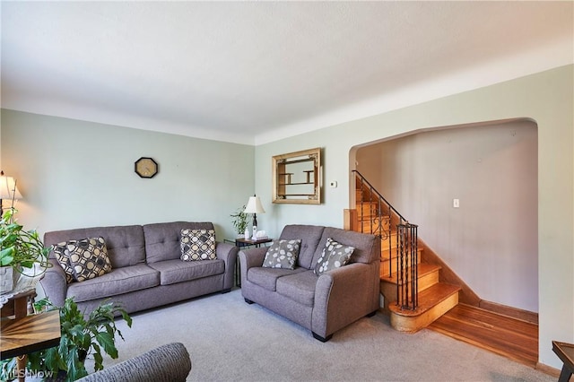 living room featuring carpet flooring