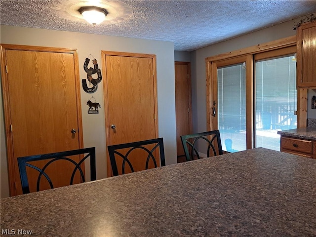 dining room featuring a textured ceiling