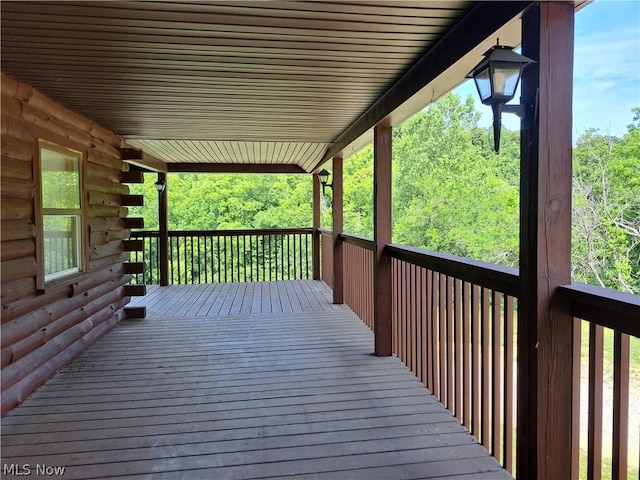 deck with covered porch