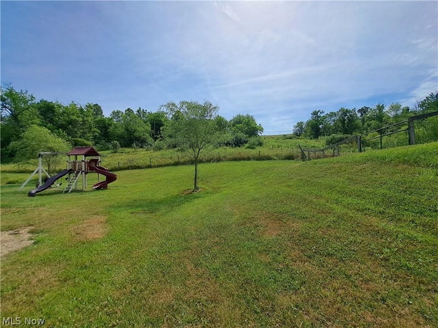 view of yard featuring a playground