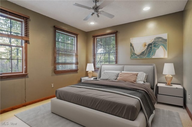 bedroom featuring ceiling fan