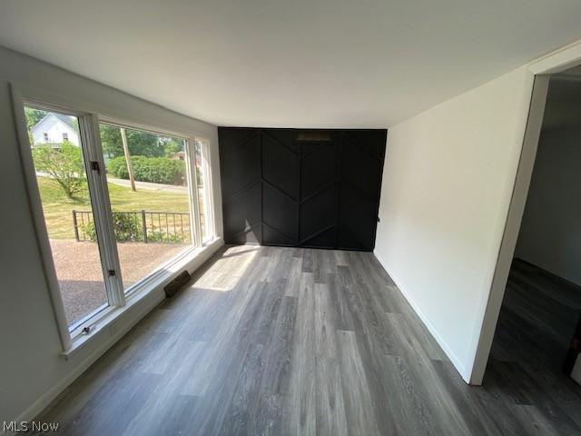 spare room featuring plenty of natural light and hardwood / wood-style flooring