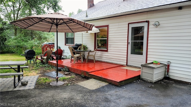 view of patio / terrace featuring area for grilling and a deck