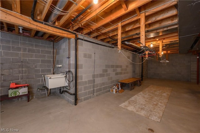 basement featuring sink