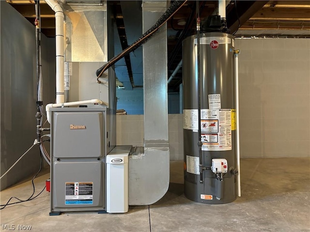 utility room with water heater