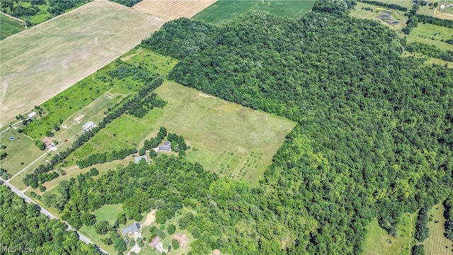 birds eye view of property featuring a rural view