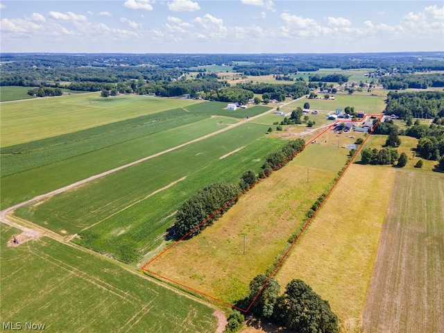 bird's eye view with a rural view