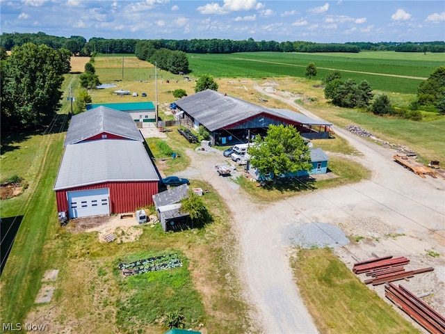 birds eye view of property featuring a rural view