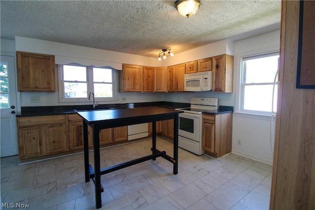 kitchen with white appliances and sink