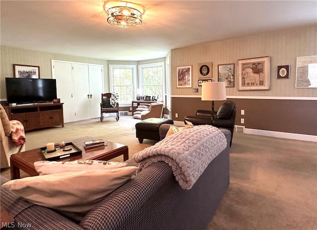 living room with carpet floors