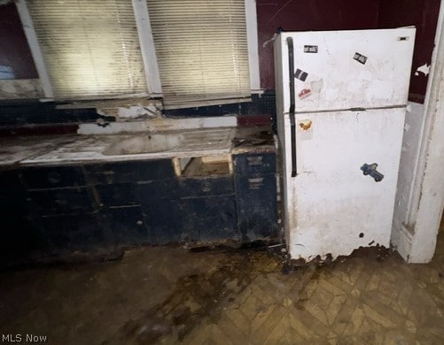 kitchen with white fridge