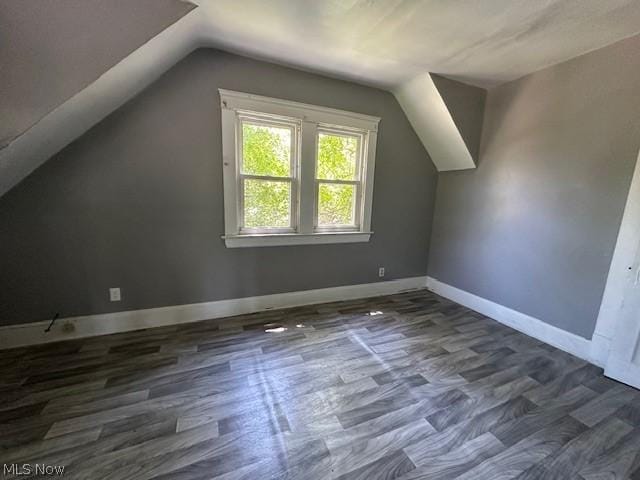 additional living space featuring dark hardwood / wood-style floors and lofted ceiling