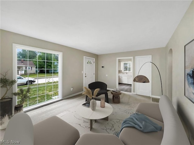 living room with plenty of natural light